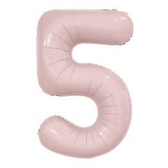 Шар (40''/102 см) Цифра 5, Slim, Пыльная роза, 1 шт. в уп.