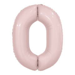 Шар (40''/102 см) Цифра 0, Slim, Пыльная роза, 1 шт. в уп.