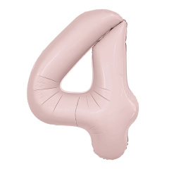 Шар (40''/102 см) Цифра 4, Slim, Пыльная роза, 1 шт. в уп.